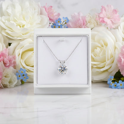 Exquisite European 5 Carat Moissanite Pendant Necklace set in 18K White Gold 925 Silver (GRA) Capella Jewellery