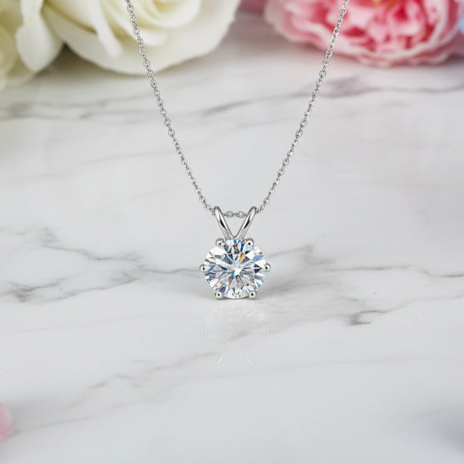 Exquisite 5 Carat Moissanite Diamond Pendant Necklace set in 18K White Gold 925 Silver (GRA)