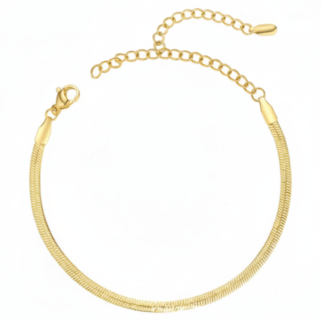 Simple & Elegant Snake Bone Chain Bracelet set in 18K Gold Plating