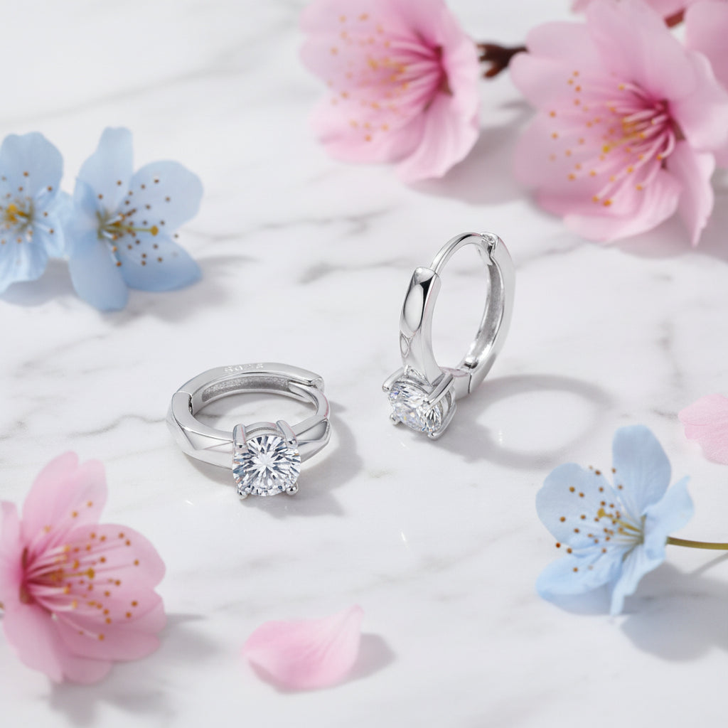 Italian Inspired Luxury 1 Carat Moissanite Earrings set in 18K White Gold Plated 925 Silver (GRA) Capella Jewellery