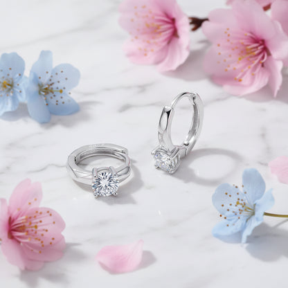 Italian Inspired Luxury 1 Carat Moissanite Earrings set in 18K White Gold Plated 925 Silver (GRA) Capella Jewellery