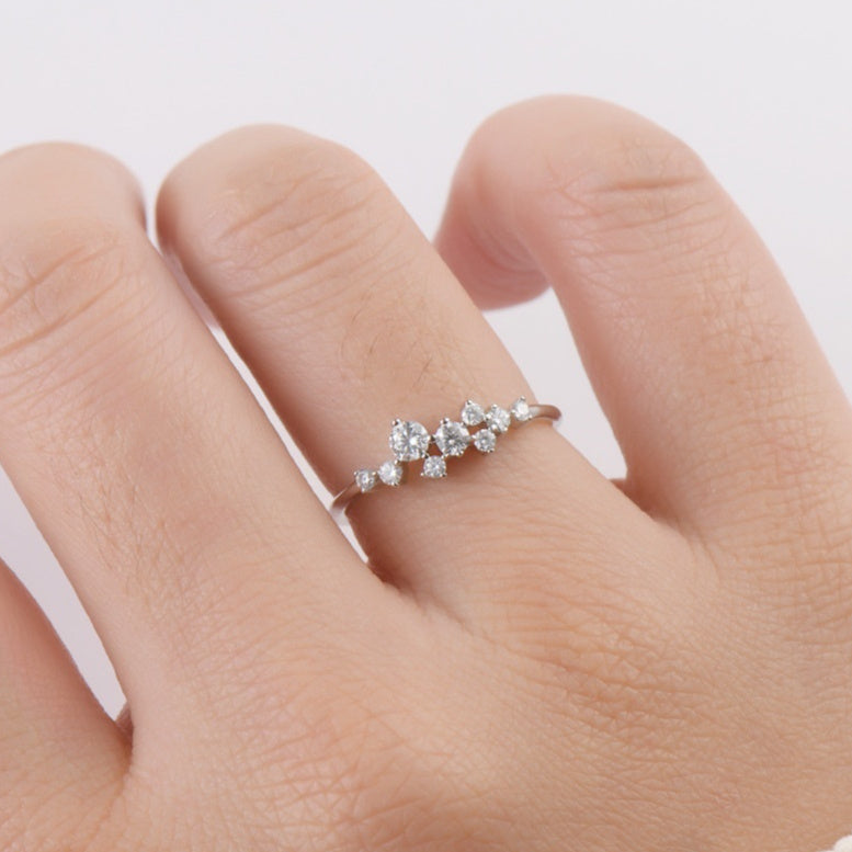 Constellation Stars 0.3 Carat Moissanite Diamond Ring set in 18K White Gold Plated 925 Silver (GRA)