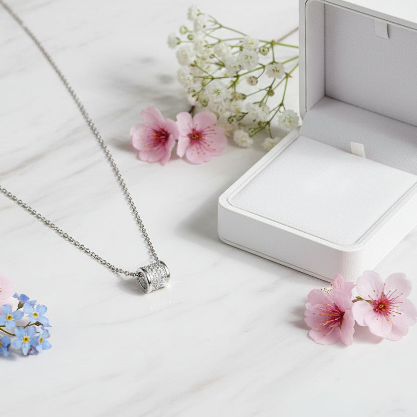Beijing Inspired Design Micro Inlay 1 Carat Moissanite Diamonds Necklace set in 925 Silver (GRA)