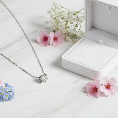Korean Lucky Waist Micro Inlay 1 Carat Moissanite Necklace set in Platinum Plated 925 Silver (GRA) Capella Jewellery