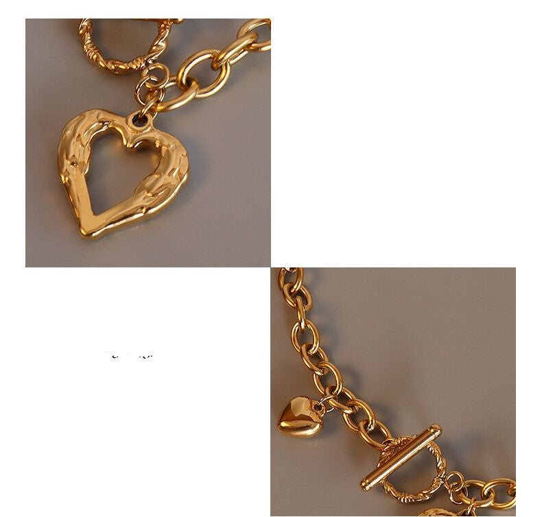 18K Gold Plated French Style Peach Heart Necklace
