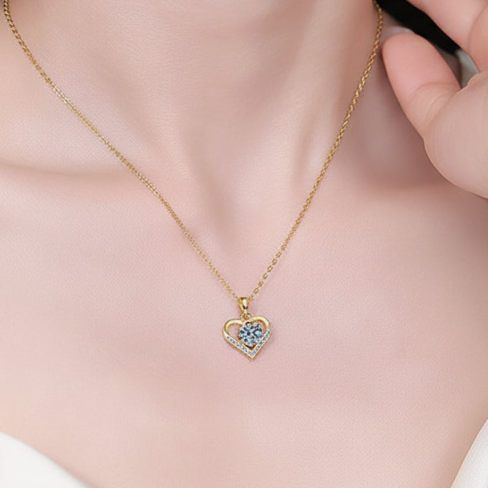 Sparkling Heart 1 Carat Moissanite Diamond Pendent set in 18K Gold Plated 925 Silver (GRA)