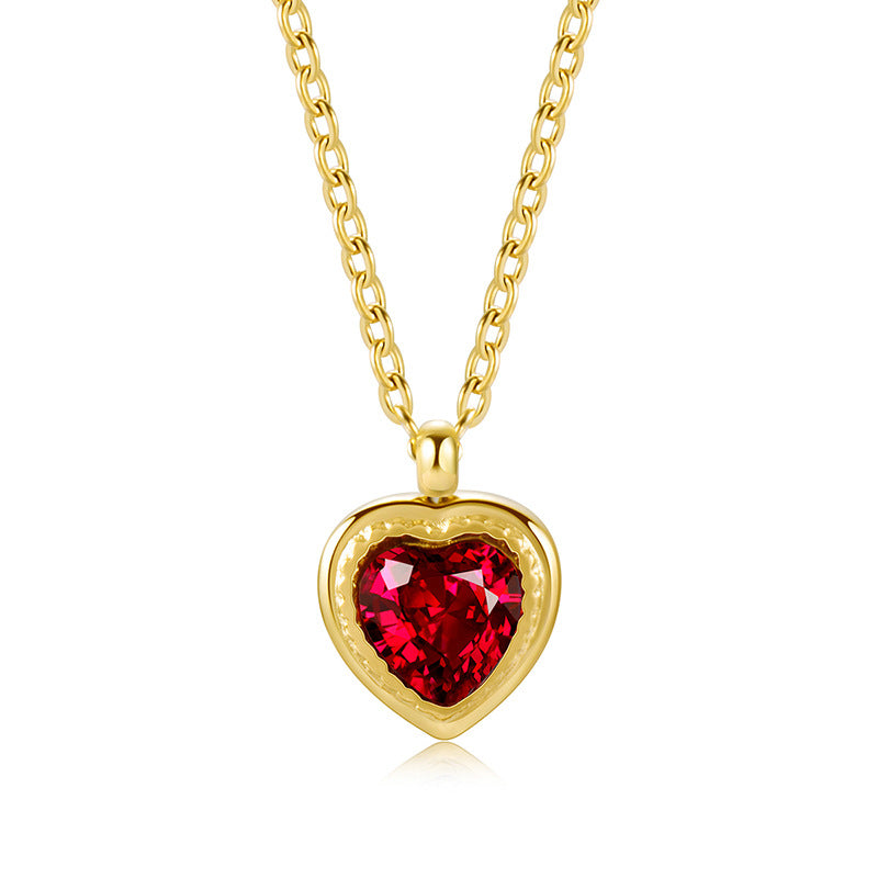 18K Gold Plated Jacinth Peach Heart Necklace