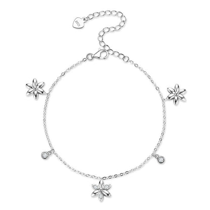Little Summer Flowers Moissanite Bracelet set in Platinum Plated 925 Silver (GRA) Capella Jewellery