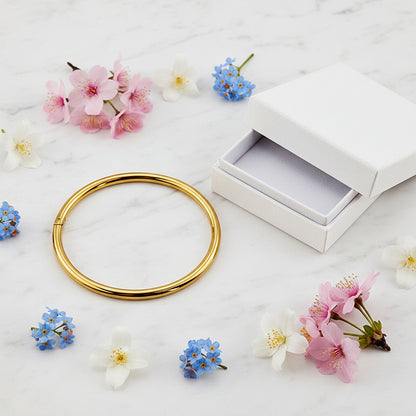 Classic French Chic Inspired Oval and Round Bangle Bracelet set in 18K Gold Plating Capella Jewellery