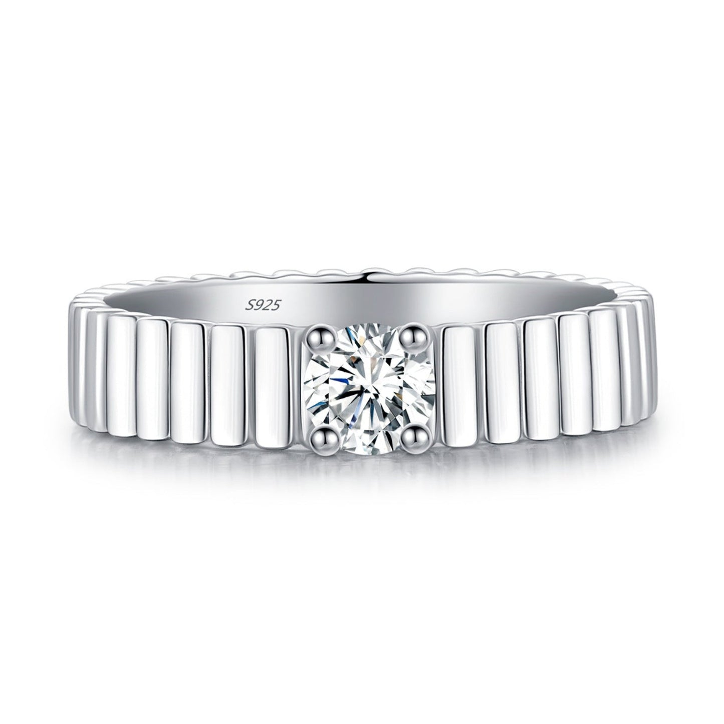 Vintage Italian Solitaire 0.3 Carat Moissanite Ring set in Platinum Plated 925 Sterling Silver (GRA) Capella Jewellery