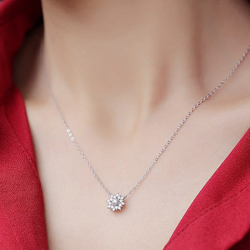 Snowflake 0.3 Carat Moissanite Diamond Necklace set in 18K White Gold Plated 925 Silver