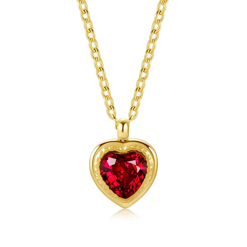 Vintage European Jacinth Peach Heart Natural Zircon Gemstone Necklace set in 18K Gold Plating Capella Jewellery
