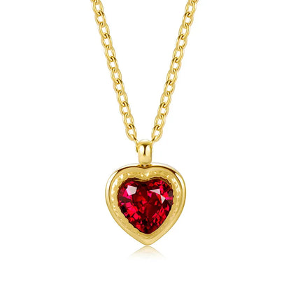 Vintage European Jacinth Peach Heart Natural Zircon Gemstone Necklace set in 18K Gold Plating Capella Jewellery