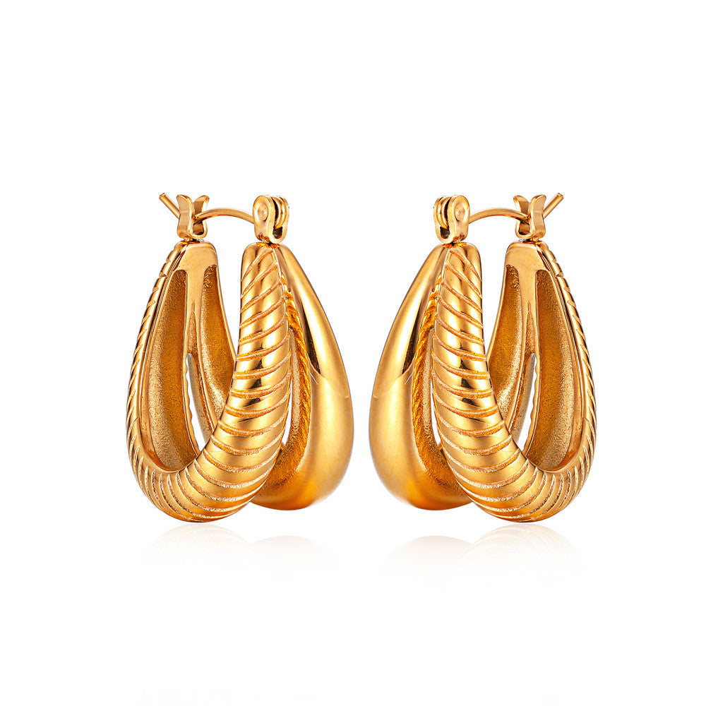 18K Gold Plated Geometric Double Layer Earrings