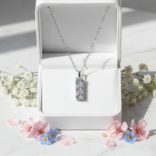 Italian Three Stones 1.5 Carat Moissanite Pendant set in Platinum Plated 925 Sterling Silver (GRA)