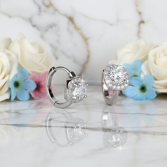 Beijing Modern Design 2 Carat Moissanite Diamond Earrings set in Platinum Plated 925 Silver (GRA)