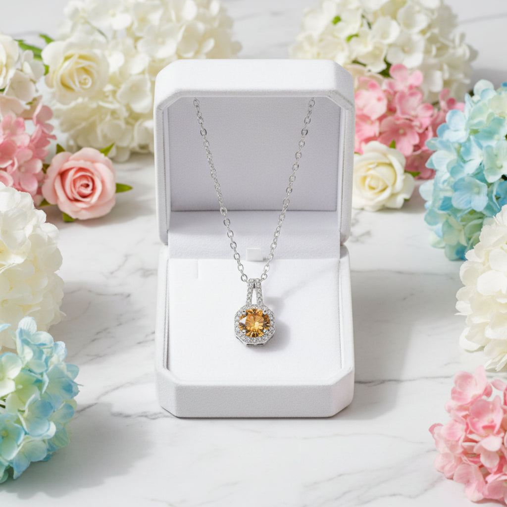 Korean Design Inlaiy 2 Carat Moissanite Diamond Pendant Necklace set in 925 Silver (GRA)