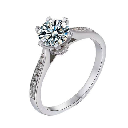 Hearts & Arrows Solitaire 1 Carat Moissanite Ring set in 18K White Gold Plated 925 Silver (GRA) Capella Jewellery