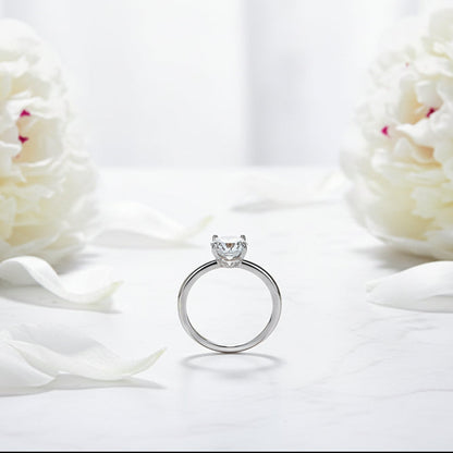French Oval Cut Solitaire 2 Carat Moissanite Ring set in Platinum Plated 925 Silver (GRA) Capella Jewellery