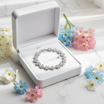 European Stars and Flowers Inlaid Natural Zircon Gemstone Bracelet set in Platinum Plating Capella Jewellery