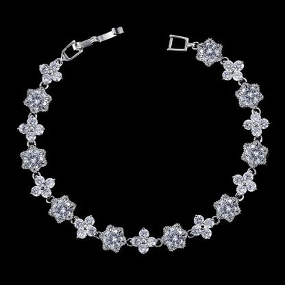 European Stars and Flowers Inlaid Natural Zircon Gemstone Bracelet set in Platinum Plating Capella Jewellery