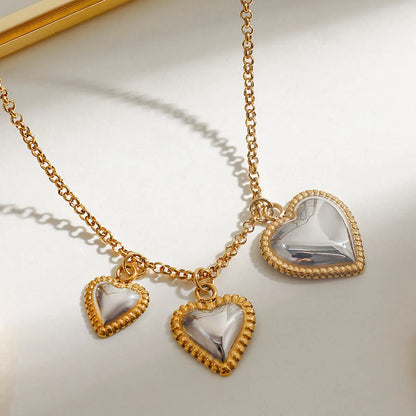 Italian Three Hearts Inspired Threaded Pendant Necklace set in 18K Gold Plating Capella Jewellery