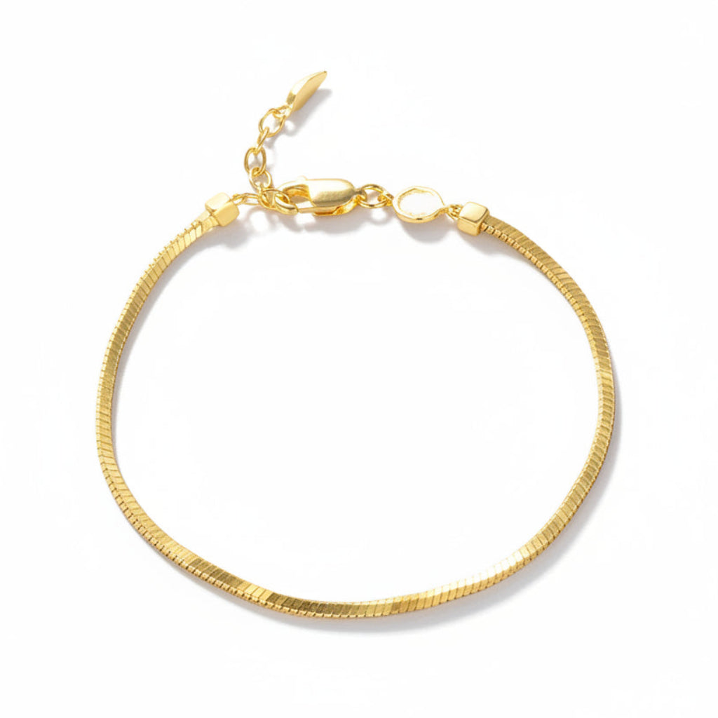 European Vintage Design Snake Bone Chain Bracelet set in 18K Gold Plated 925 Silver