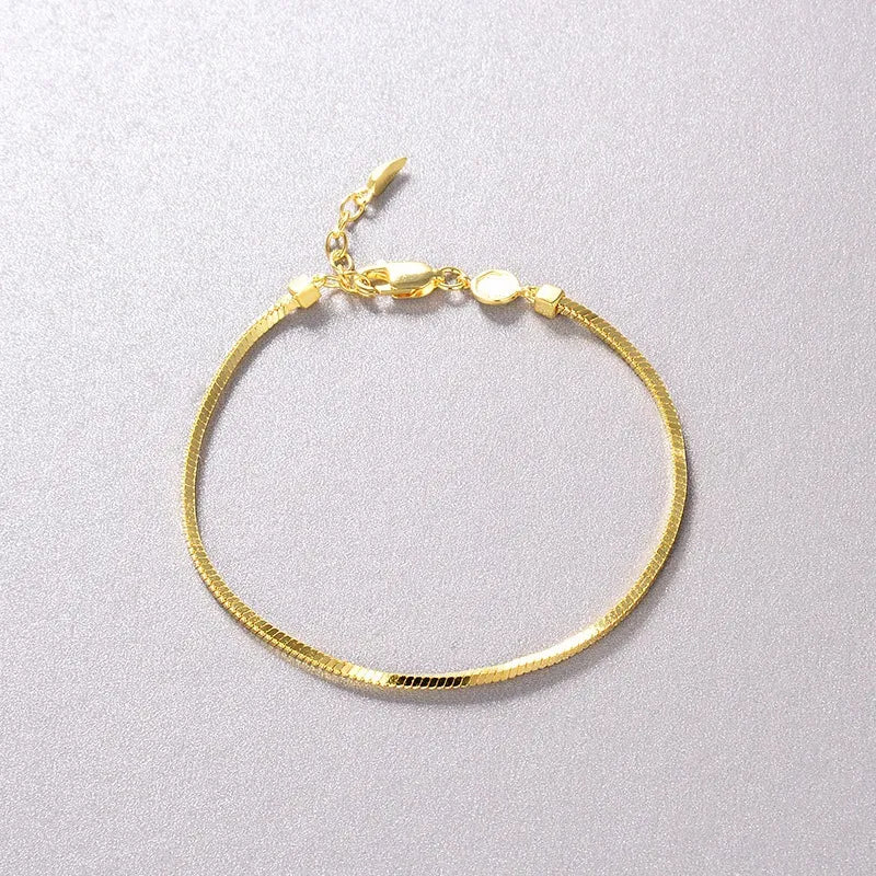 European Vintage Design Snake Bone Chain Bracelet set in 18K Gold Plated 925 Sterling Silver Capella Jewellery