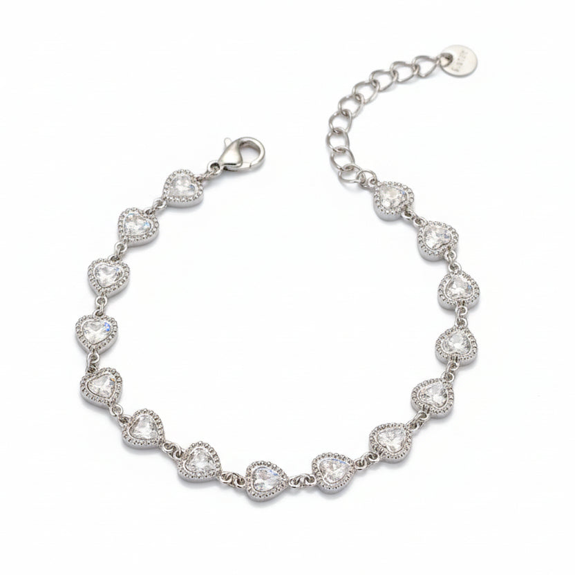 Elegant Charm Natural Zircon Gemstone Bracelet set in 18K White Gold Electroplating