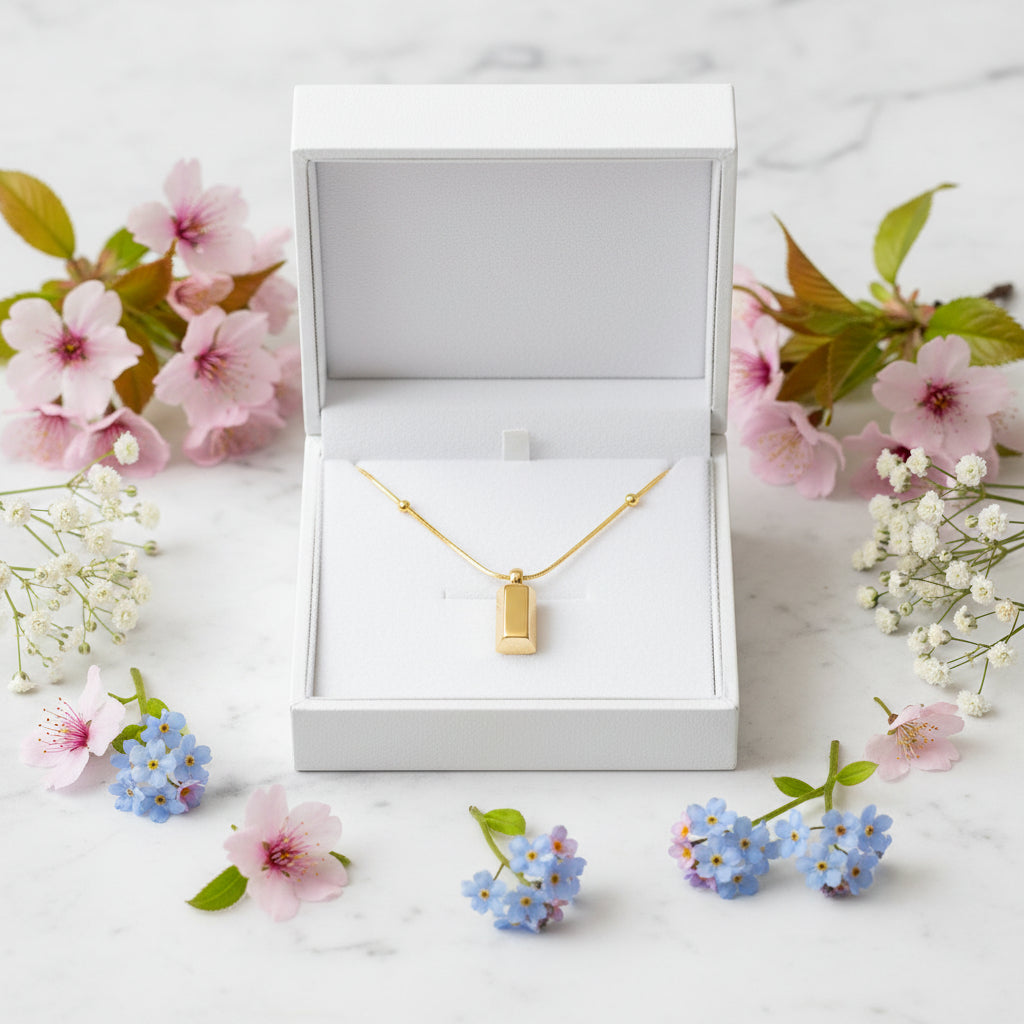 Classic Gold Bar Design Pendant set in 18K Gold Plated 925 Sterling Silver Necklace