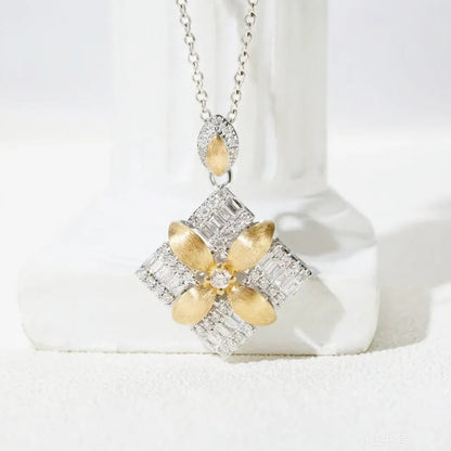 Japanese 32 Micro Inlaid Moissanite Pendant set in 18K White Gold Plated 925 Silver (GRA) Capella Jewellery