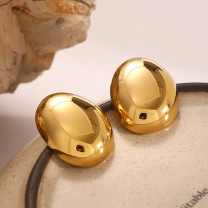 Ellipse Italian Inspired Organic Round Shape Design Stud Earrings set in 18K Gold Plating Capella Jewellery