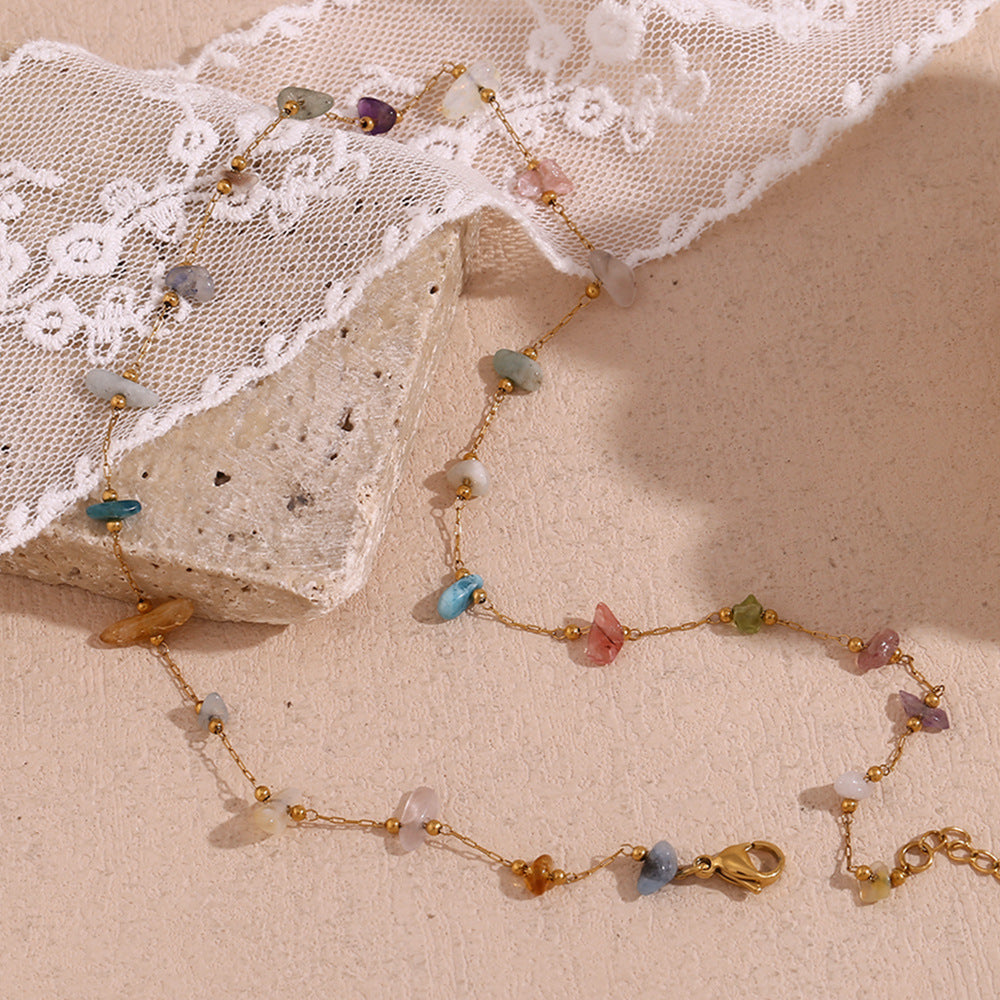 Natural Gravel Bracelet and Necklace set in 18K Gold Plating