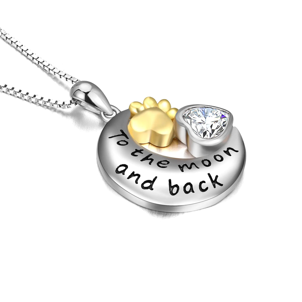 Personalized Engraved Pendant with Gold Plated Dog Paw Necklace