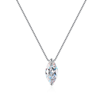 Italian Horse Eye Design 1 Carat Moissanite Necklace set in Platinum Plated 925 Silver (GRA) Capella Jewellery