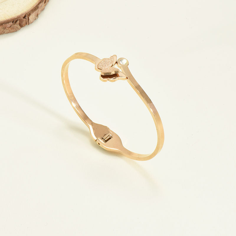 18K Gold Plated Bracelet with Diamond in Beautiful Geometric Korean Style