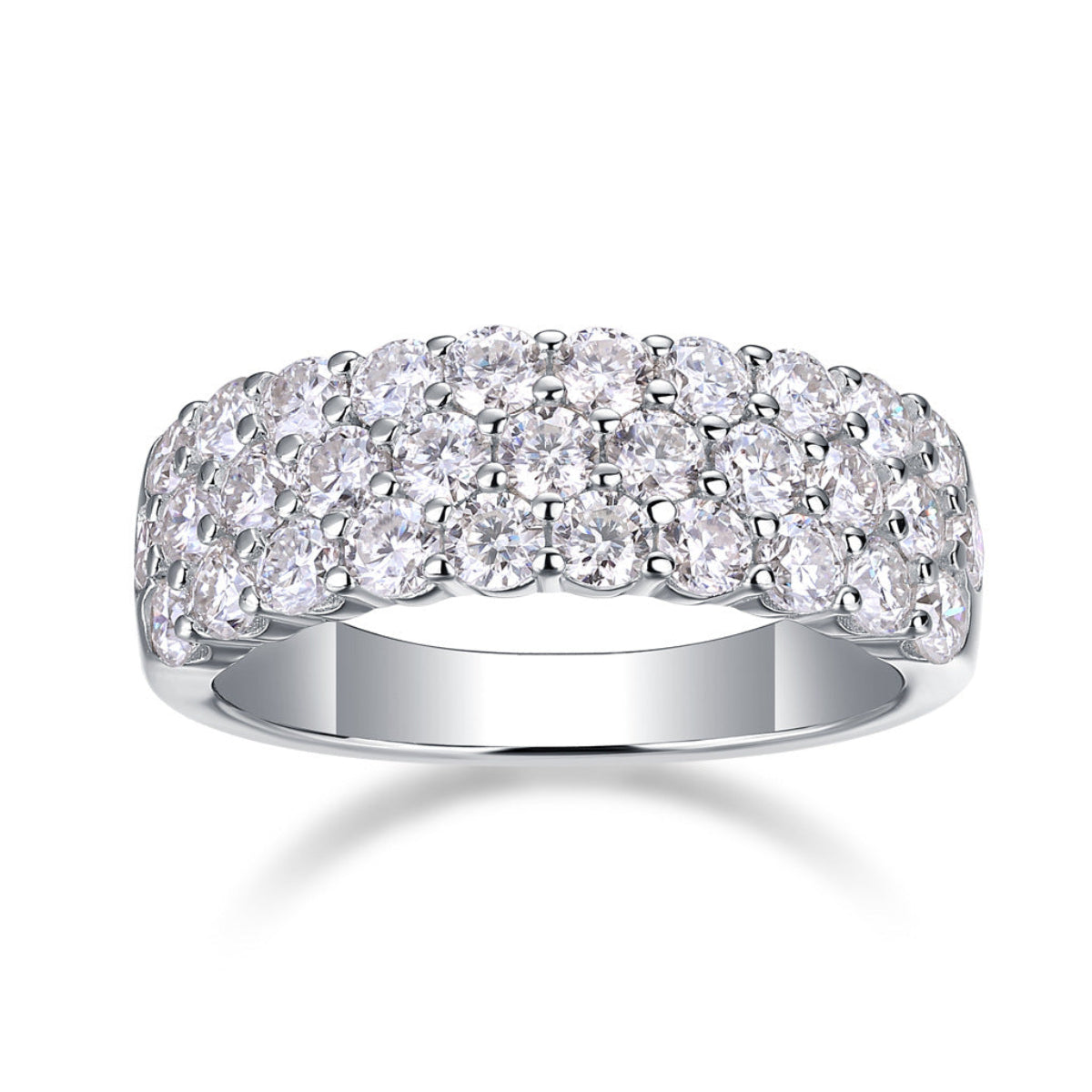 31 French Pavé 1.8 Carat Moissanite Diamond Ring in 18K White Gold Plated 925 Silver (GRA)