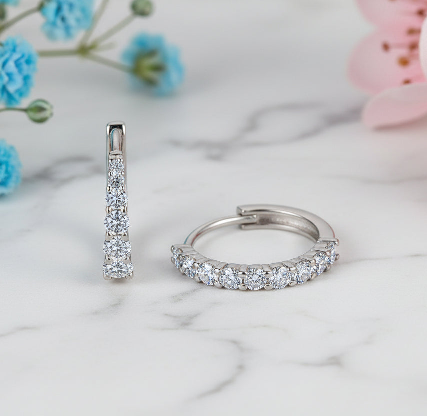 Italian Cascade 0.4 Carat Moissanite Diamond Earrings set in Platinum Plated 925 Silver (GRA)