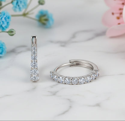 Elegant Italian Cascade 0.4 Carat Moissanite Earrings set in Platinum Plated 925 Silver (GRA) Capella Reya close front and side