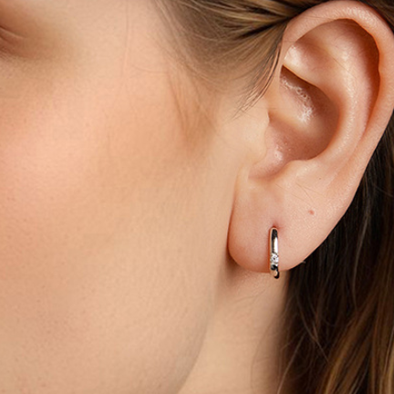Modern Square Design Micro Moissanite Diamond Earrings set in 925 Sterling Silver (GRA)