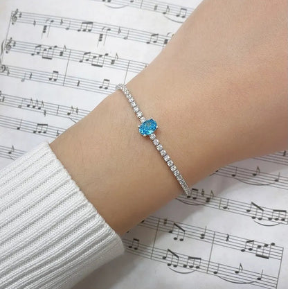 Elegant Italian Design Tennis Bracelet Pave Inlay Natural Zircon set in 18K White Gold 925 Sterling Silver Capella Jewellery