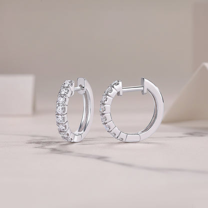 French Linear Pave Inlay 0.6 Carat Moissanite Earrings set in Platinum Plated 925 Silver (GRA) Capella Reya side image