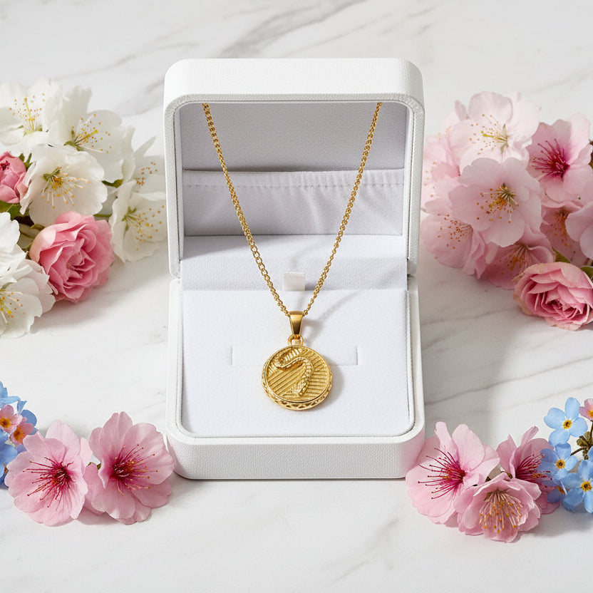 Italian Ancient Roman Embossed Coin Pendant set in 18K Gold Plating Necklace Capella Jewellery