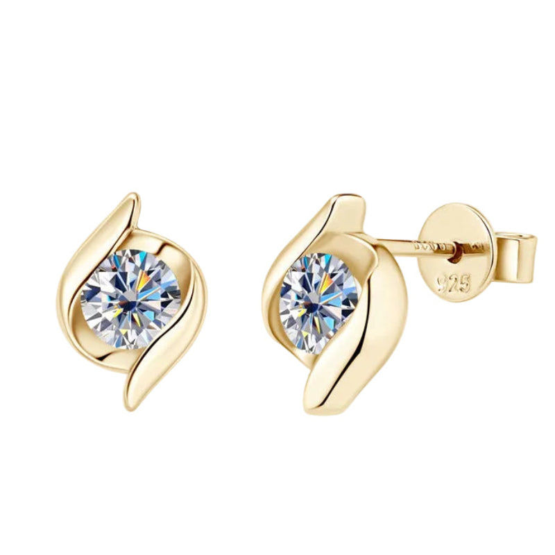 French Design Luxury 0.5 Carat Moissanite Diamond Earrings set in 18K Gold 925 Silver (GRA)