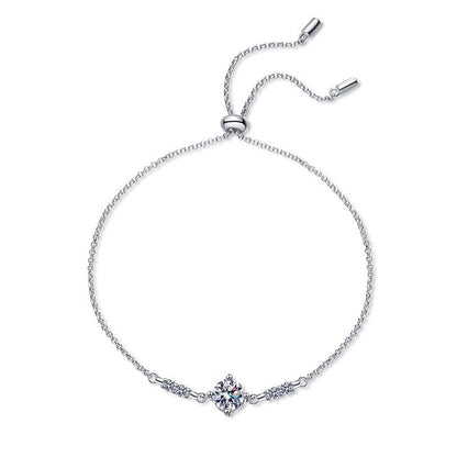 Italian Classic Four-Claw 1 Carat Moissanite Bracelet set in Platinum Plated  925 Silver (GRA) Capella Jewellery