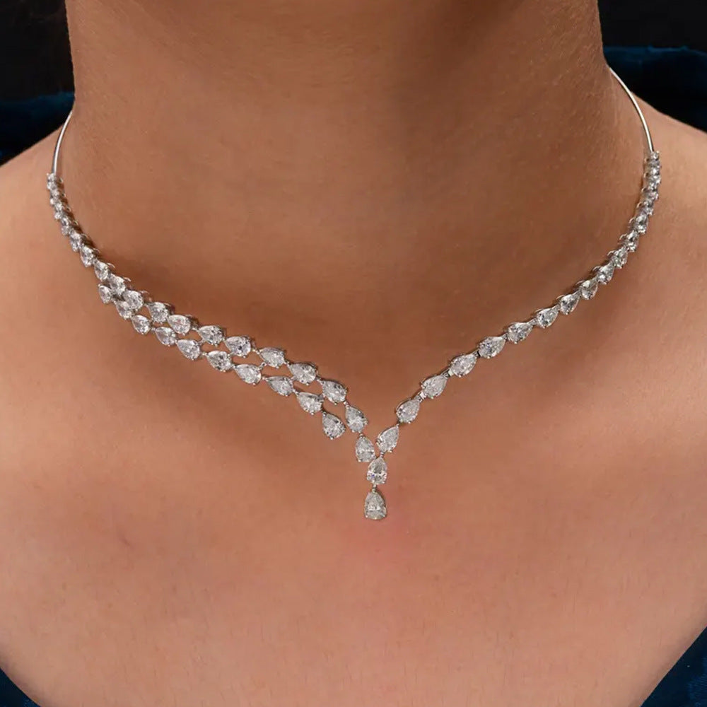 Zircon Crystal Geometric Multi-layer Open Necklace