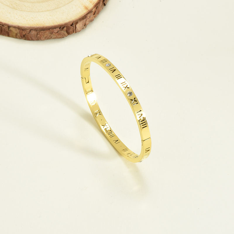 18K Gold Plated Bracelet with Diamond in Beautiful Geometric Korean Style