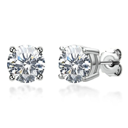 Classic French Four-Claw 4 Carat Moissanite Earrings set in 18K Gold Plated 925 Silver (GRA) Capella Reya pic 2