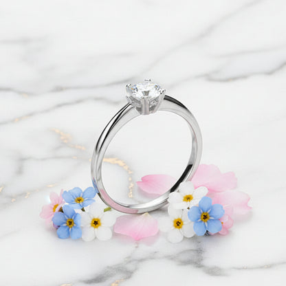 Hearts & Arrows Solitaire 0.5 Carat Moissanite Ring set in Platinum Plated 925 Silver (GRA) Capella Jewellery