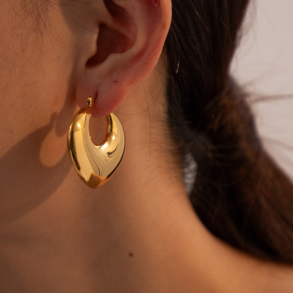 18k Gold Plated Geometric Heart-Shaped Earrings